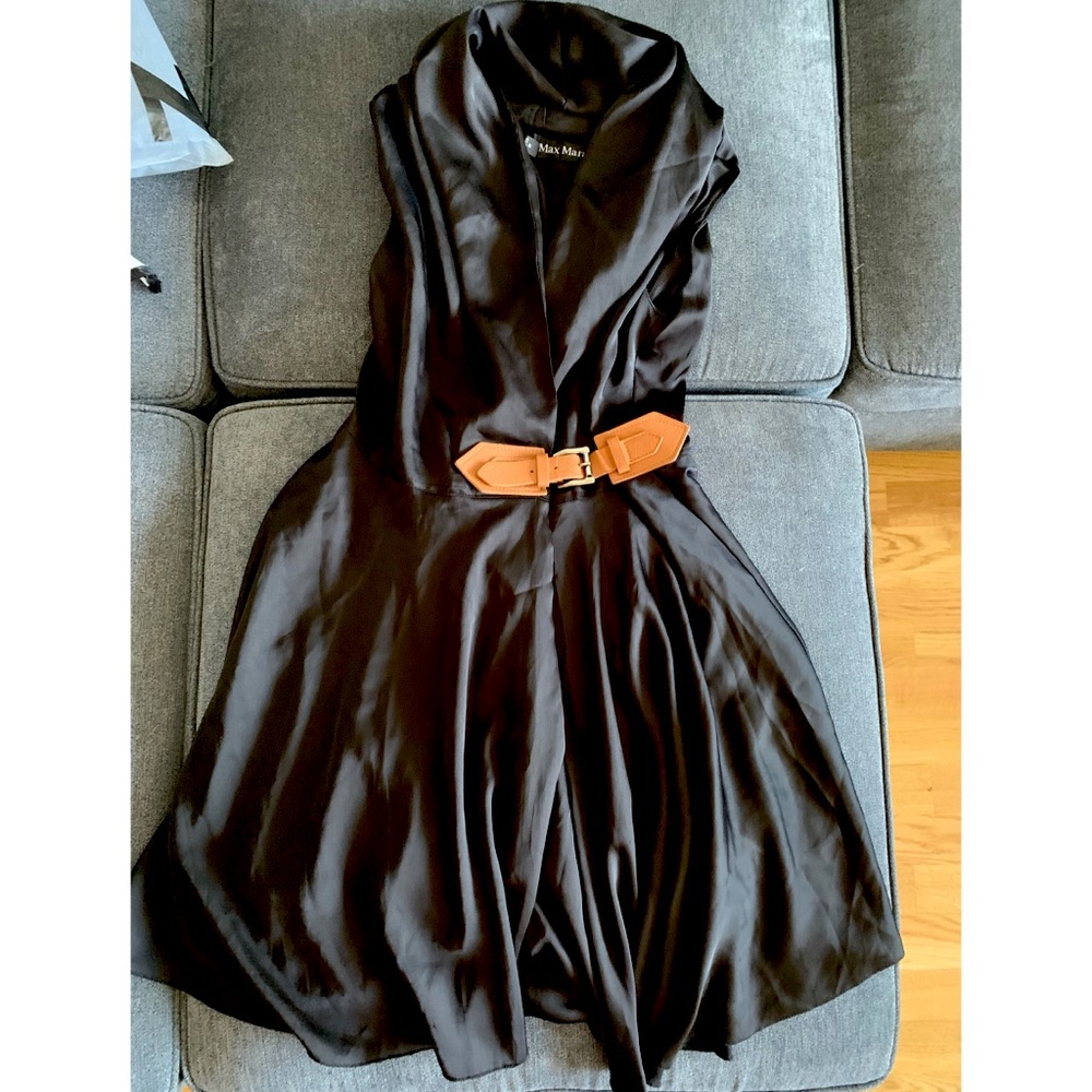 Satin Black Dress with belt